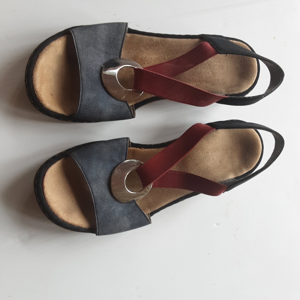 Rieker Blue and Red Women's Sandals